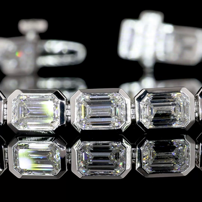 9.92 CTTW Emerald Lab Diamond Tennis Bracelet 7" 14k White Gold E Color and VS1 Clarity jewelry-spot-usa