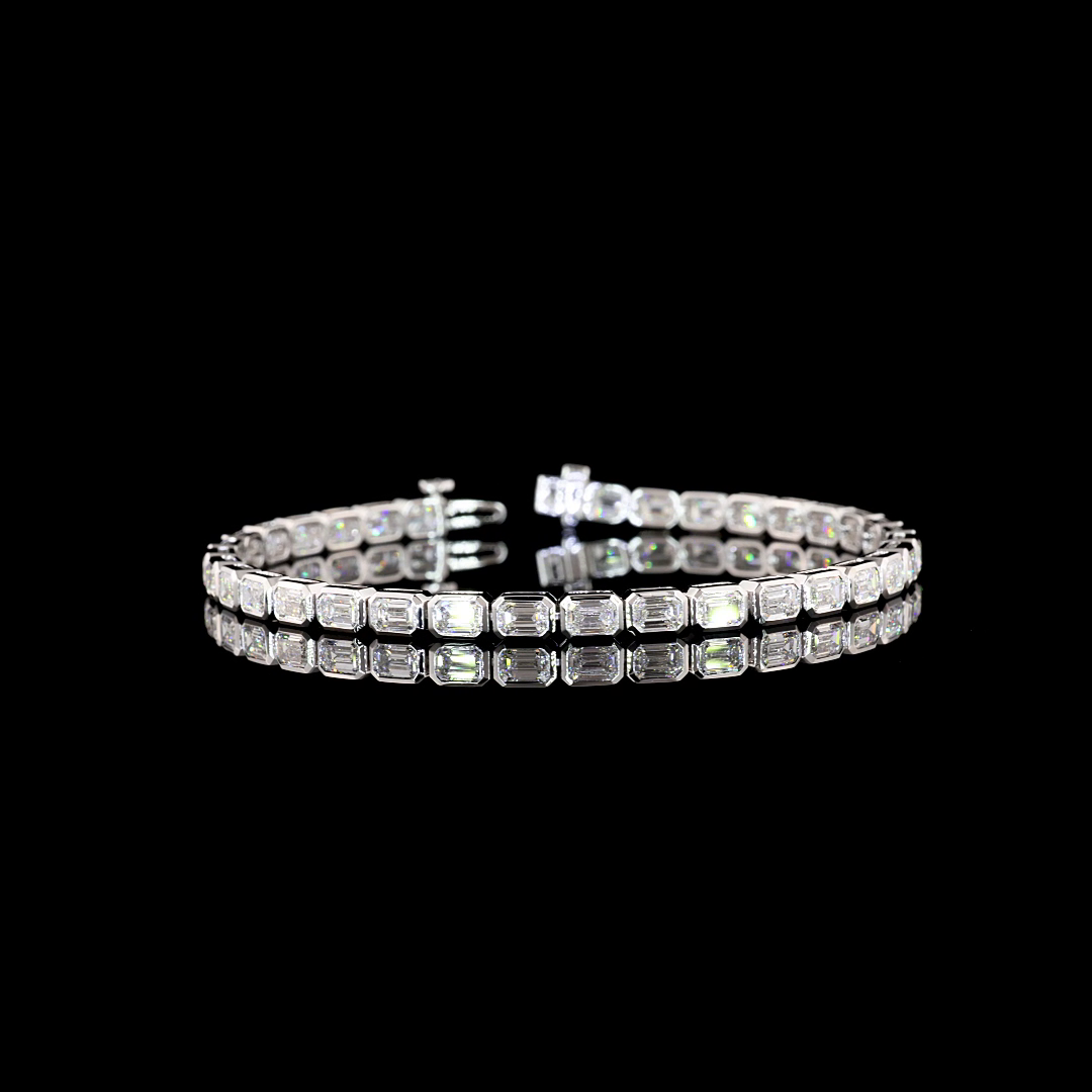 7.45 CTTW Emerald Lab Grown Diamond Tennis Bracelet 7" (F Color and VS1 Clarity)