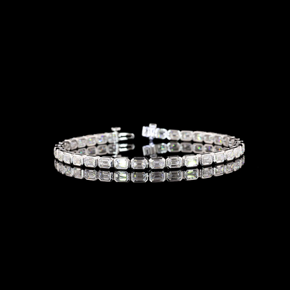 7.45 CTTW Emerald Lab Grown Diamond Tennis Bracelet 7" (F Color and VS1 Clarity)