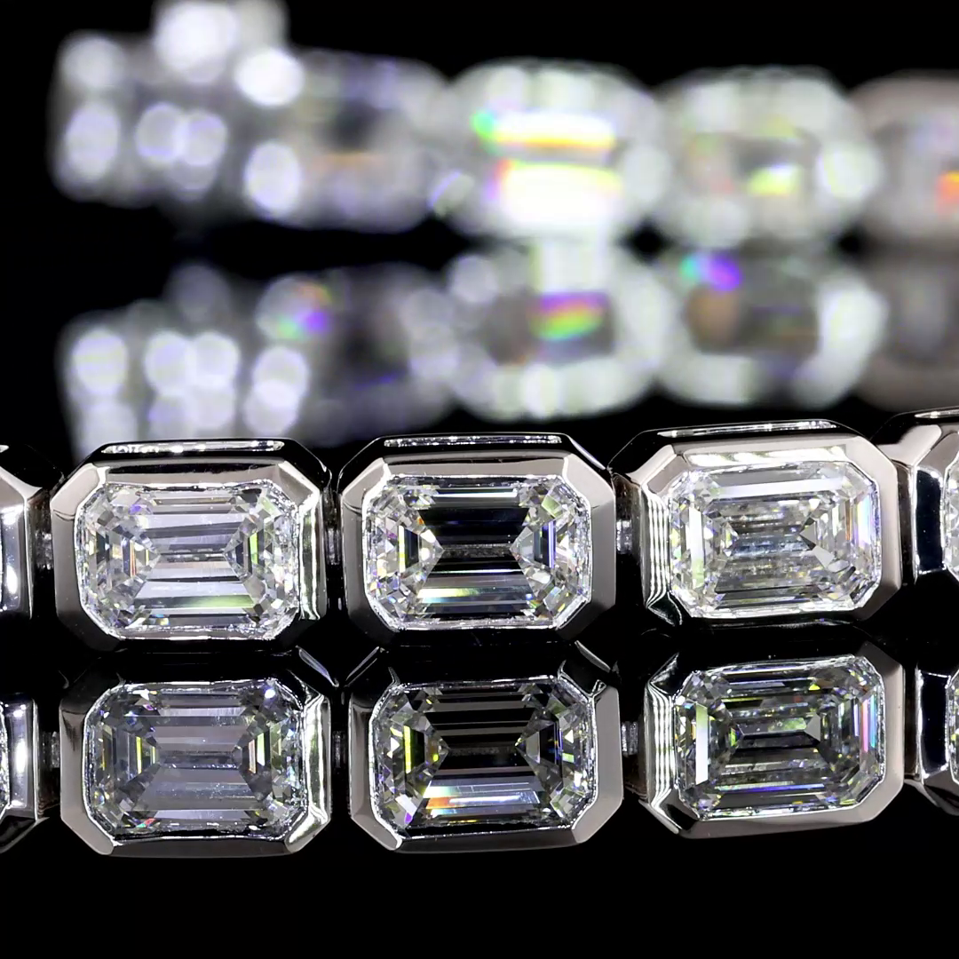 7.45 CTTW Emerald Lab Grown Diamond Tennis Bracelet 7" (F Color and VS1 Clarity)