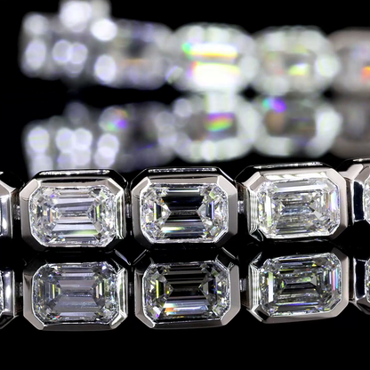 7.45 CTTW Emerald Lab Grown Diamond Tennis Bracelet 7" (F Color and VS1 Clarity)
