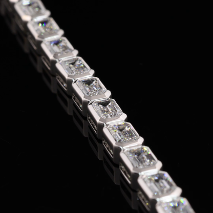 7.45 CTTW Emerald Lab Grown Diamond Tennis Bracelet 7" (F Color and VS1 Clarity)