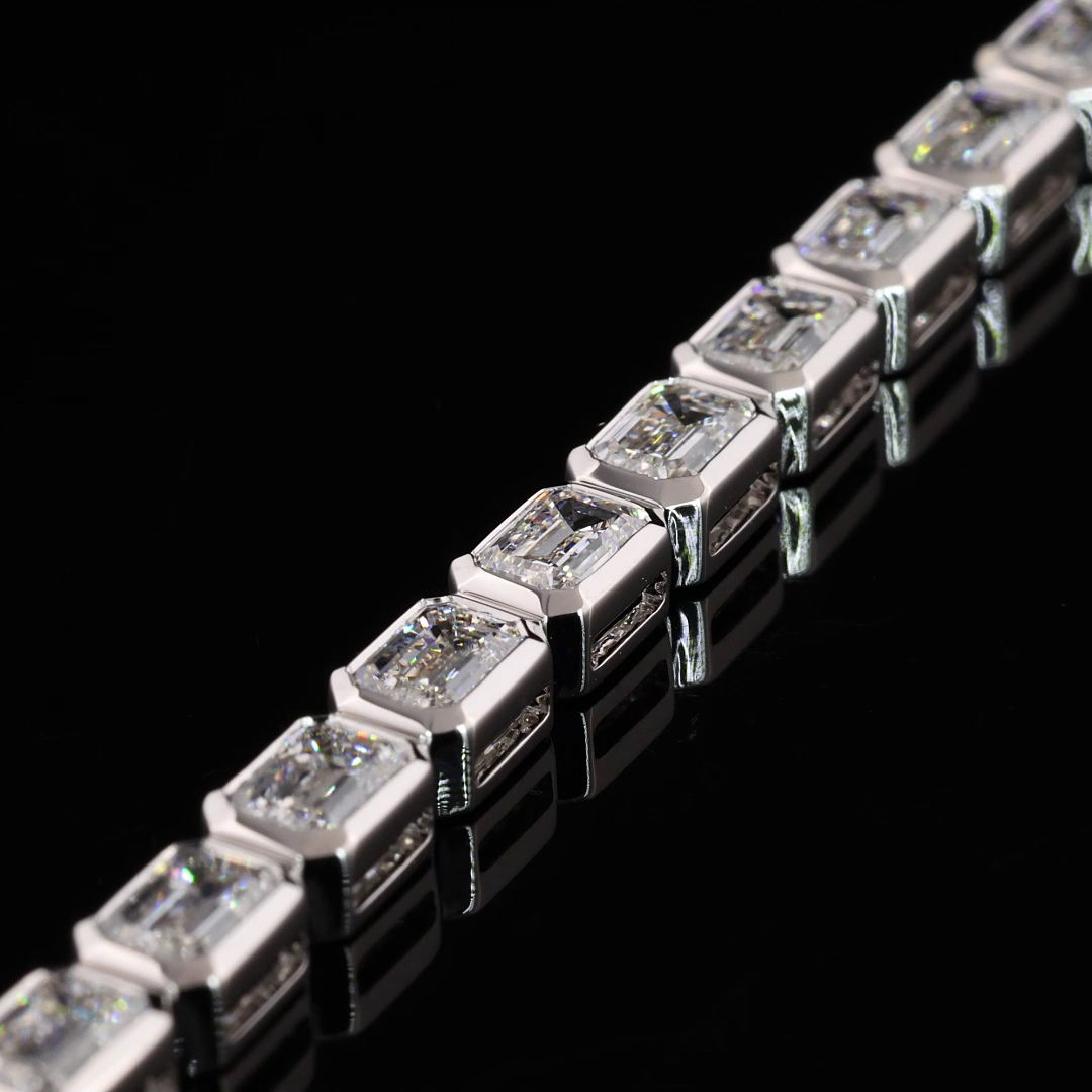 7.45 CTTW Emerald Lab Grown Diamond Tennis Bracelet 7" (F Color and VS1 Clarity)