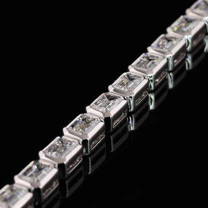 7.45 CTTW Emerald Lab Grown Diamond Tennis Bracelet 7" (F Color and VS1 Clarity)