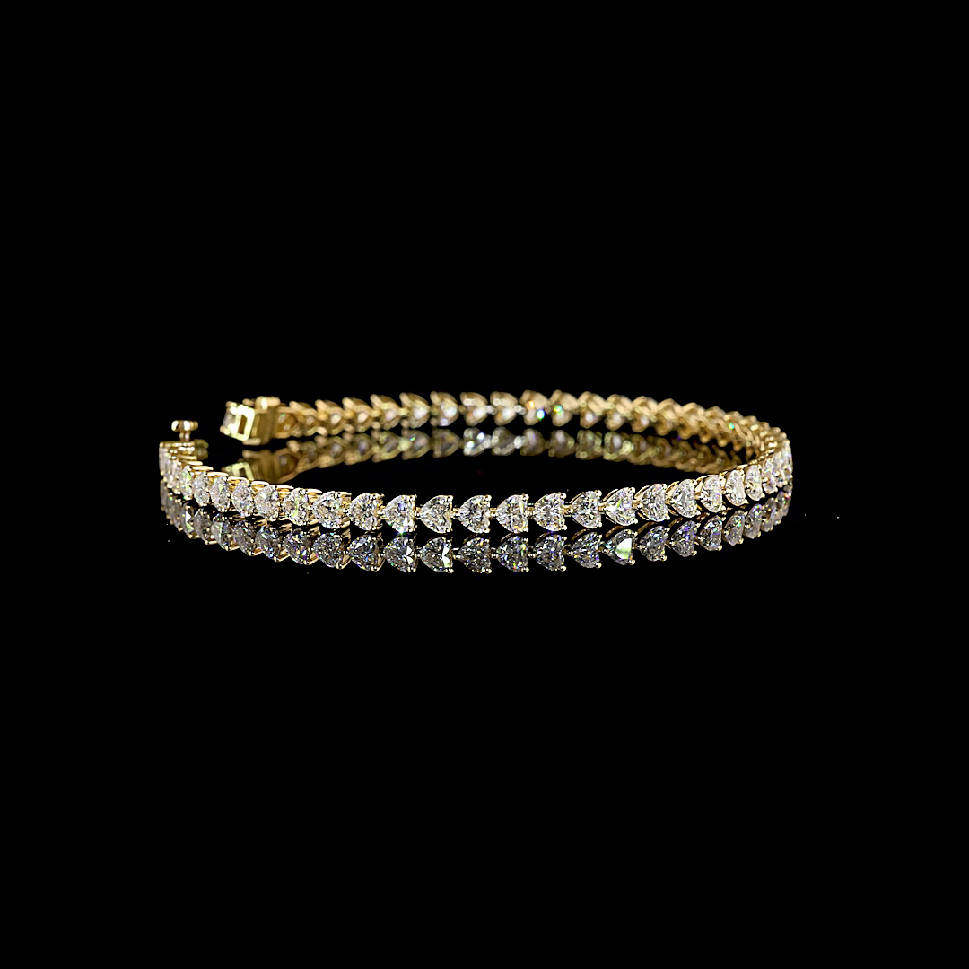 6.12 CTTW Heart Lab Grown Diamond Tennis Bracelet 7" (E Color and VS1 Clarity)
