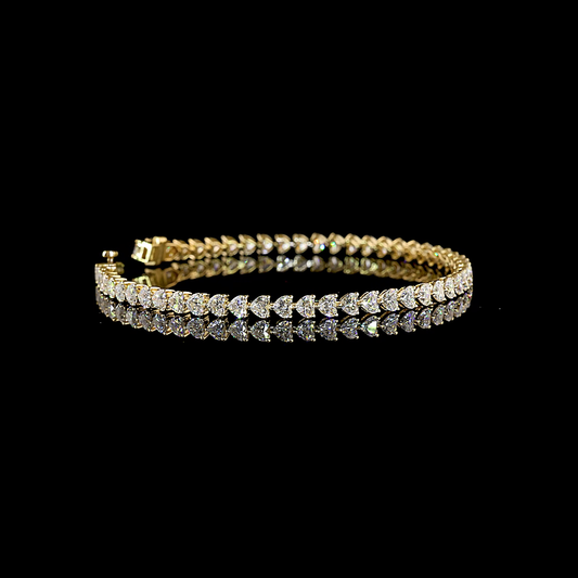 6.12 CTTW Heart Lab Grown Diamond Tennis Bracelet 7" (E Color and VS1 Clarity)