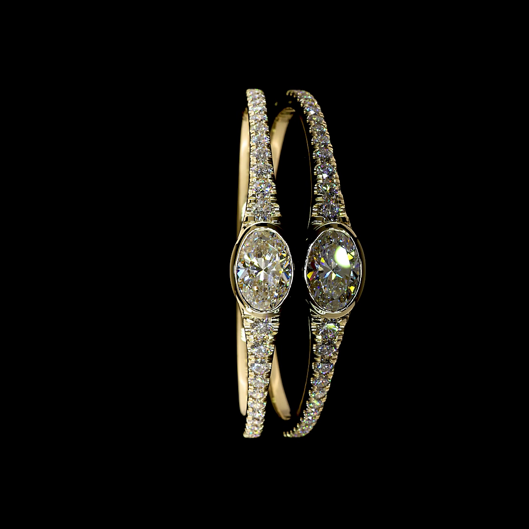 6.02 CTTW Oval Lab Grown Diamond Bangles Bracelet 313" (F Color and VVS2 Clarity)