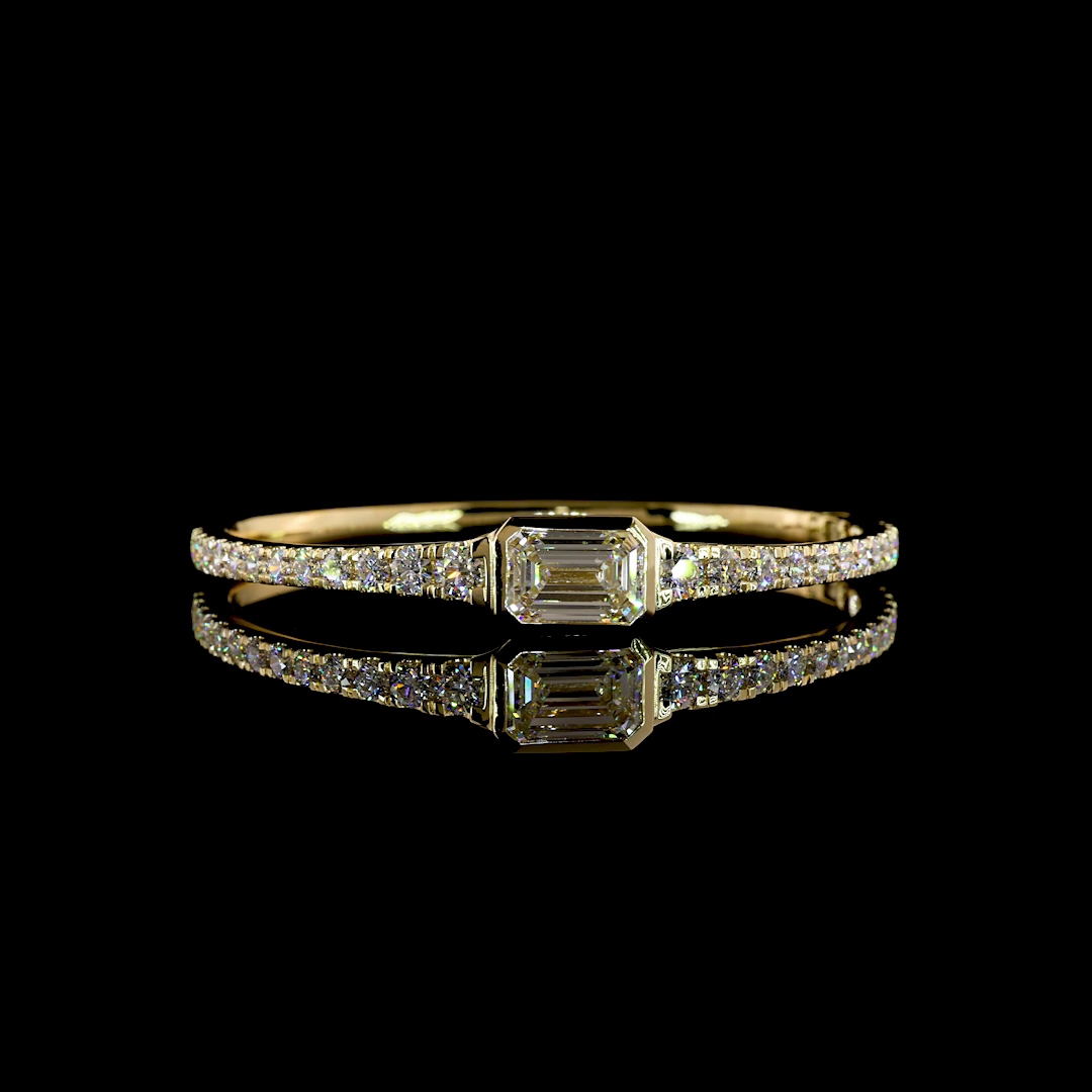 6.54 CTTW Emerald Lab Grown Diamond Bangles Bracelet 313" (F Color and VS1 Clarity)