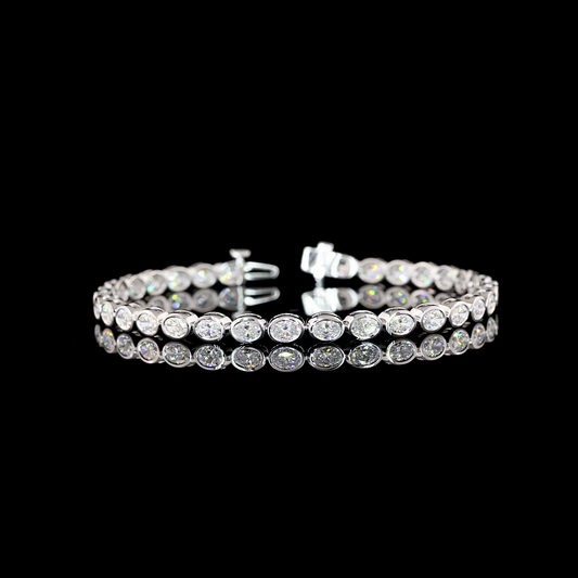 5.27 CTTW Oval Lab Diamond Tennis Bracelet (F Color and VS1 Clarity)