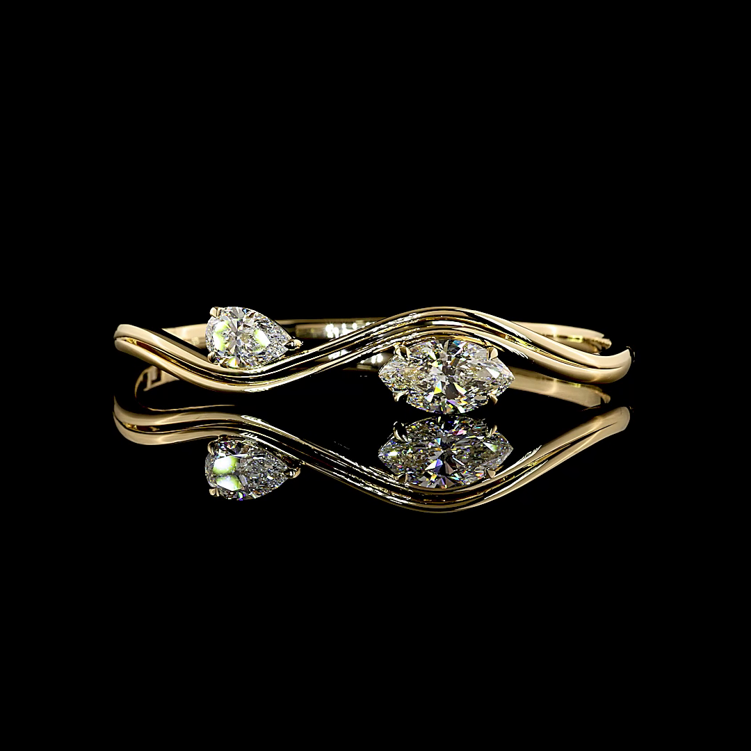 4.60 CTTW Marquise Lab Grown Diamond Bangles Bracelet 313" (F Color and VVS2 Clarity)