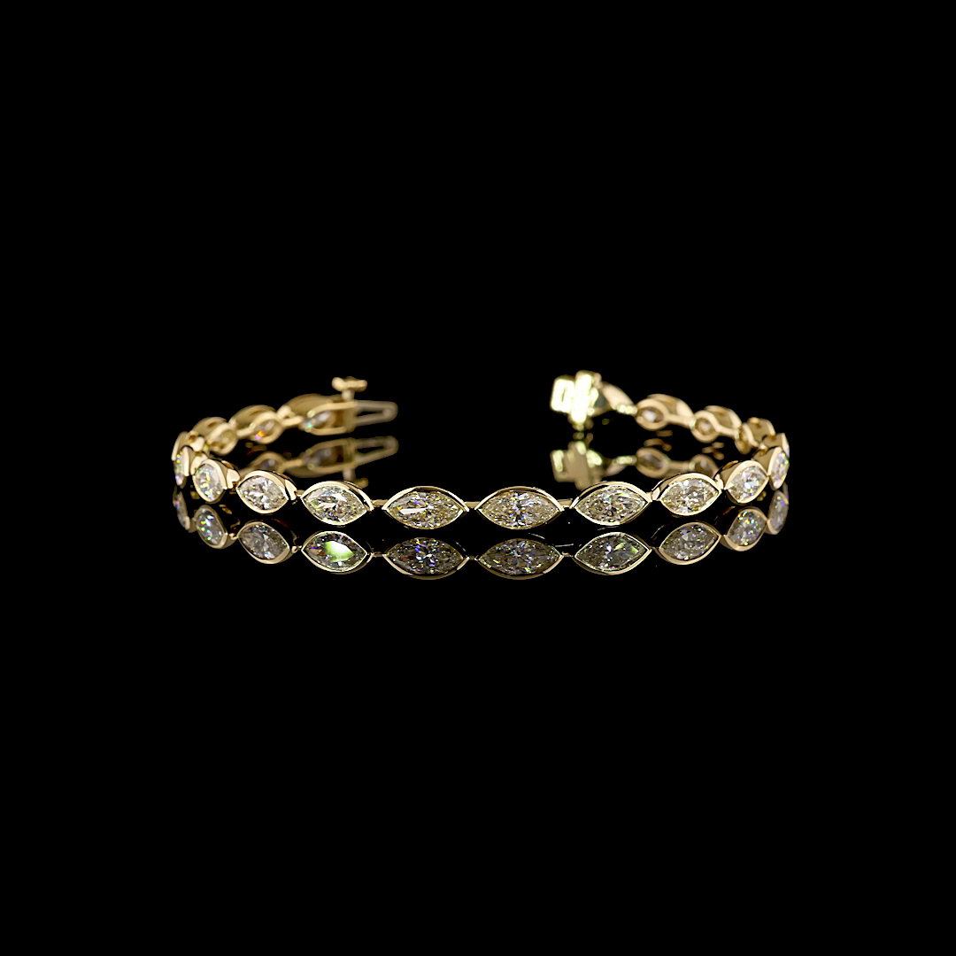 6.93 CTTW Marquise Lab Grown Diamond Tennis Bracelet 6.5" (E Color and VS1 Clarity)
