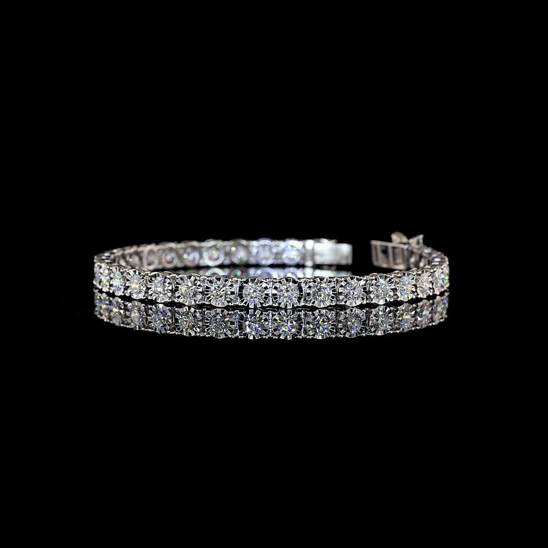 5.91 CTTW Round Natural Diamond Tennis Bracelet 7" (F Color and VS Clarity)