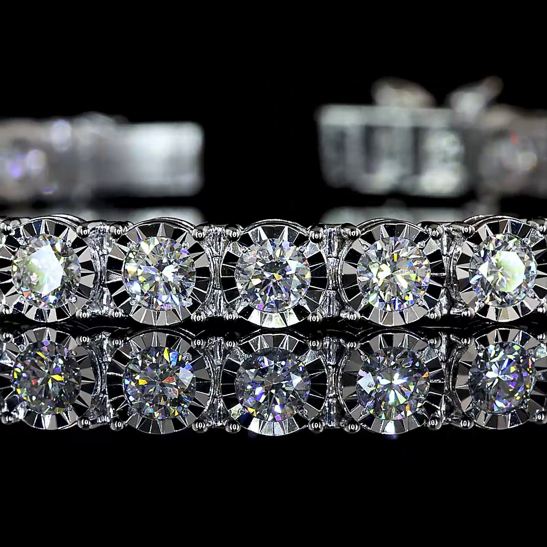 5.91 CTTW Round Natural Diamond Tennis Bracelet 7" (F Color and VS Clarity)