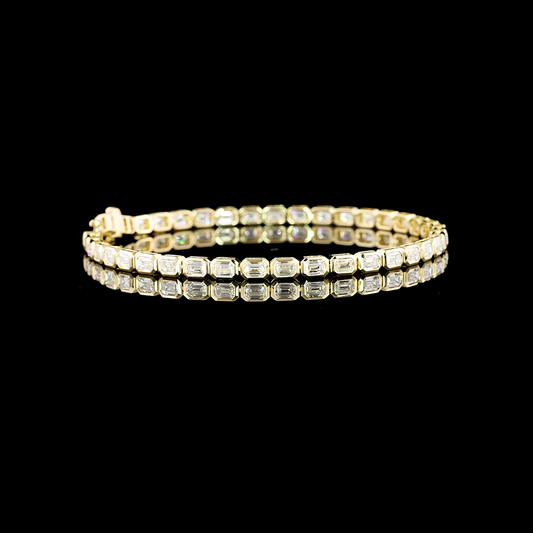 4.87 CTTW Emerald Lab Diamond Tennis Bracelet 7" 14k Yellow Gold E Color and VS1 Clarity jewelry-spot-usa