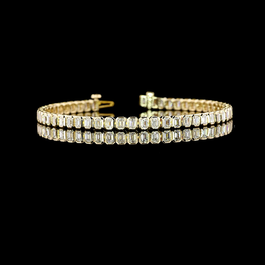 4.19 CTTW Emerald Lab Diamond Tennis Bracelet 6.75" (F Color and VS2 Clarity)