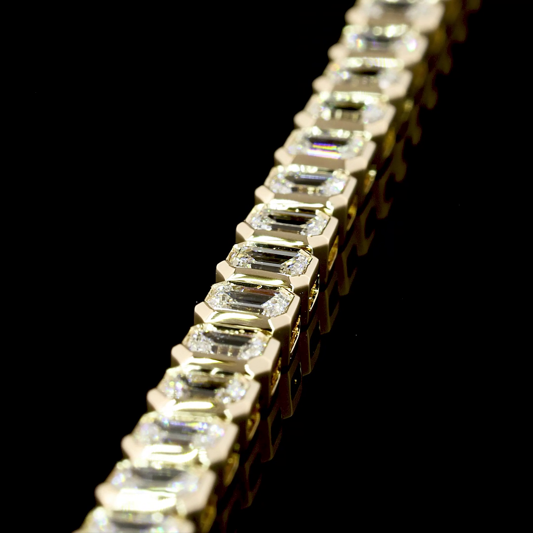 4.19 CTTW Emerald Lab Diamond Tennis Bracelet 6.75" (F Color and VS2 Clarity)