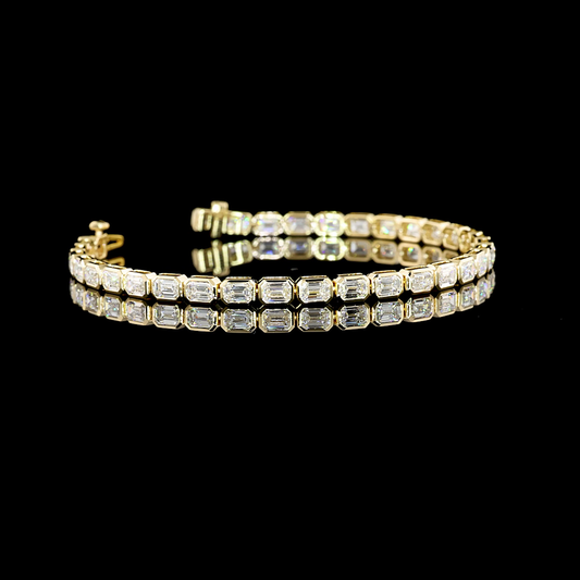 6.14 CTTW Emerald Lab Diamond Tennis Bracelet 6.5" 14k Yellow Gold E Color and VS1 Clarity jewelry-spot-usa