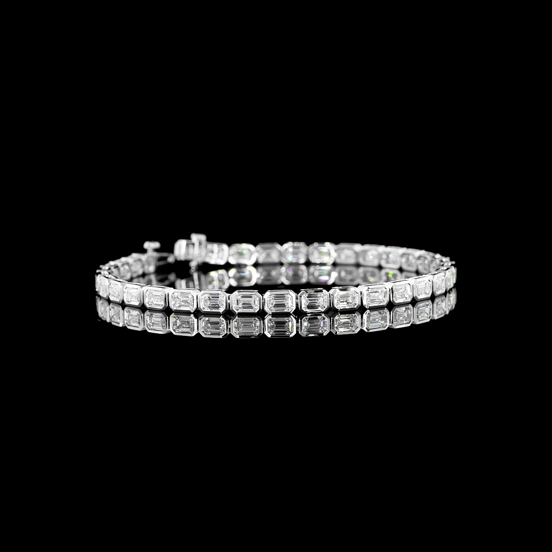 6.76 CTTW Emerald Lab Diamond Tennis Bracelet 7" 14k White Gold F Color and VS1 Clarity jewelry-spot-usa