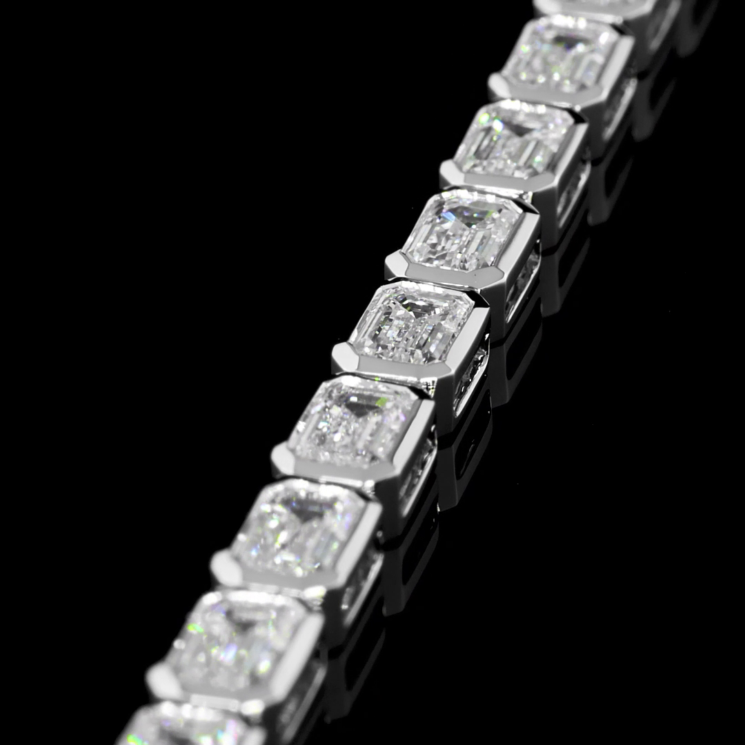 6.76 CTTW Emerald Lab Diamond Tennis Bracelet 7" 14k White Gold F Color and VS1 Clarity jewelry-spot-usa
