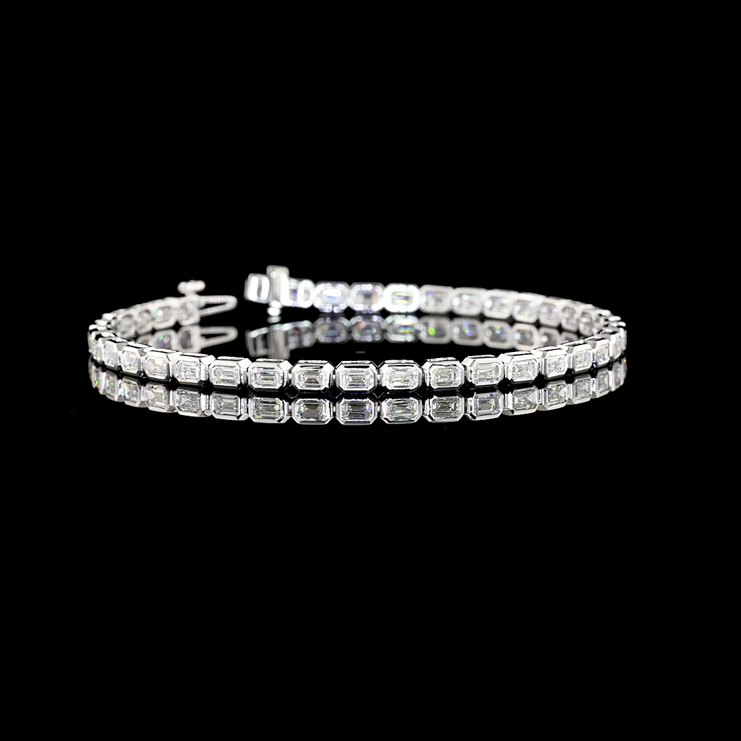 4.95 CTTW Emerald Lab Grown Diamond Tennis Bracelet 7" (F Color and VS2 Clarity)