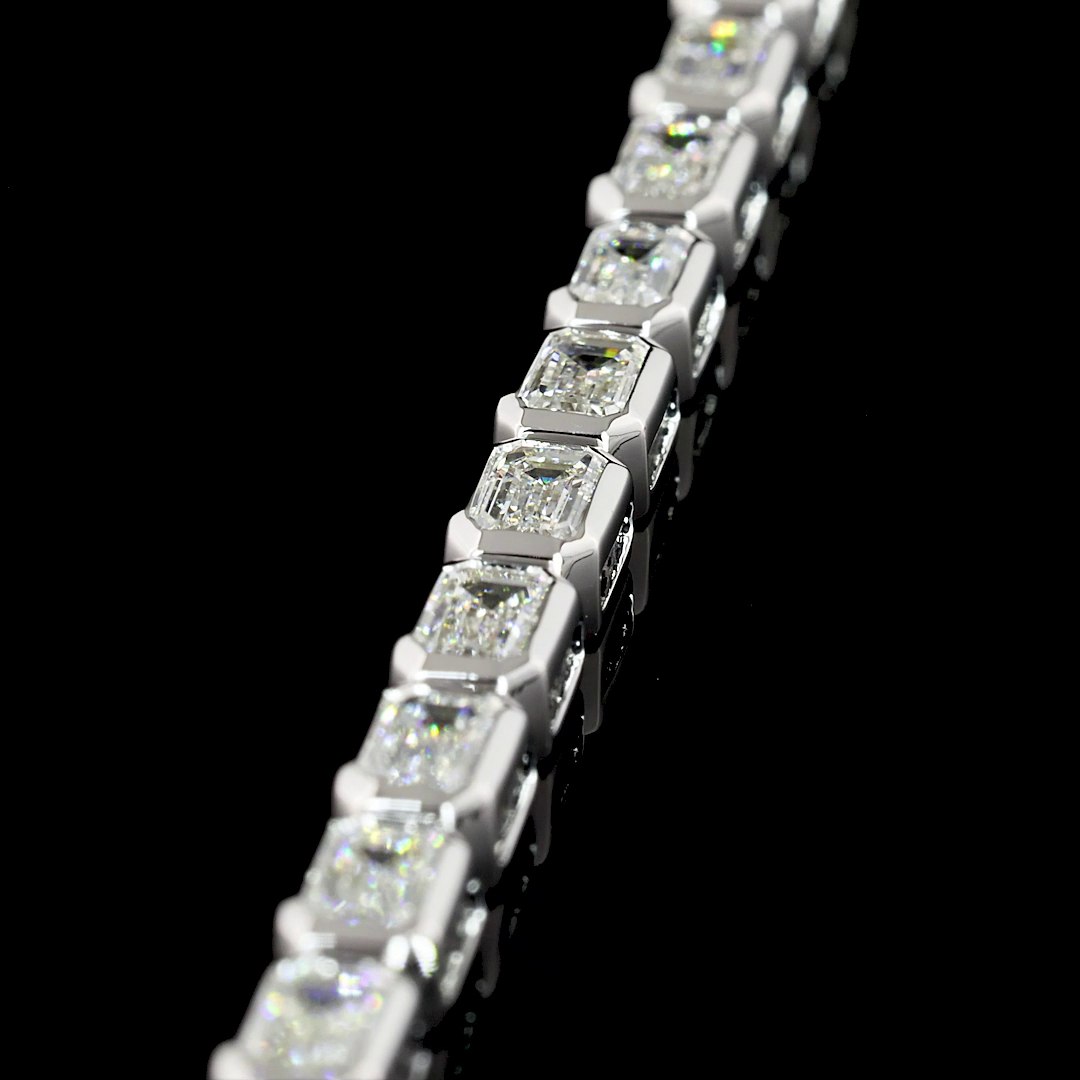 4.95 CTTW Emerald Lab Grown Diamond Tennis Bracelet 7" (F Color and VS2 Clarity)