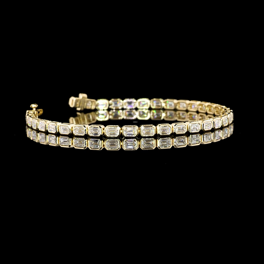 4.57 CTTW Emerald Lab Diamond Tennis Bracelet 6.5" 14k Yellow Gold F Color and VS2 Clarity jewelry-spot-usa