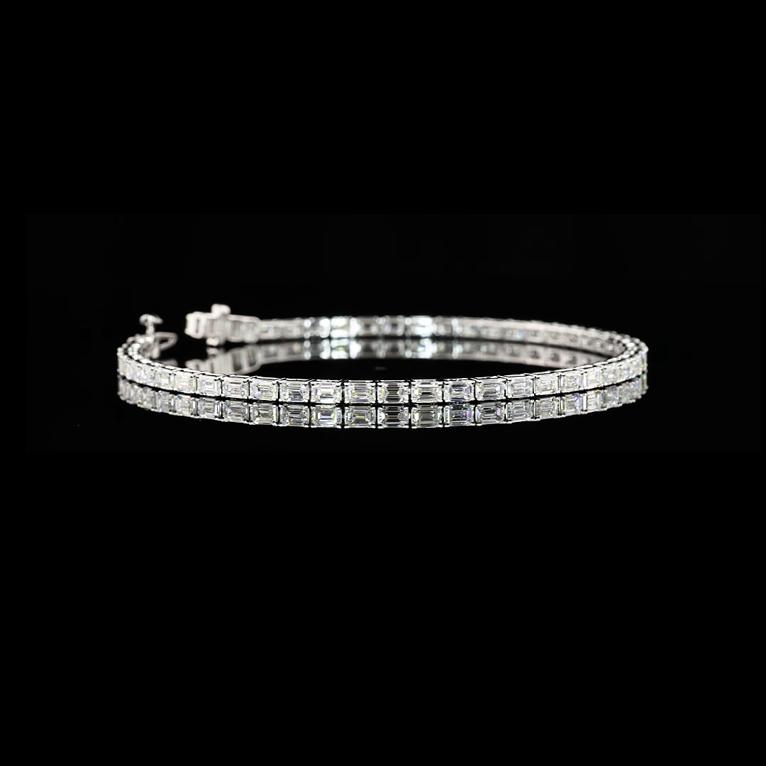 4.74 CTTW Emerald Lab Diamond Tennis Bracelet 7" 14k White Gold (F Color and VS1 Clarity)