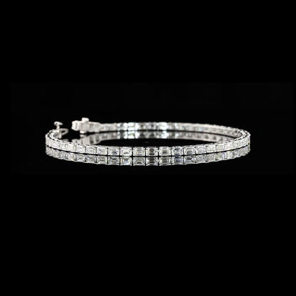 4.74 CTTW Emerald Lab Diamond Tennis Bracelet 7" 14k White Gold (F Color and VS1 Clarity)