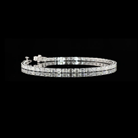 4.74 CTTW Emerald Lab Diamond Tennis Bracelet 7" 14k White Gold (F Color and VS1 Clarity)