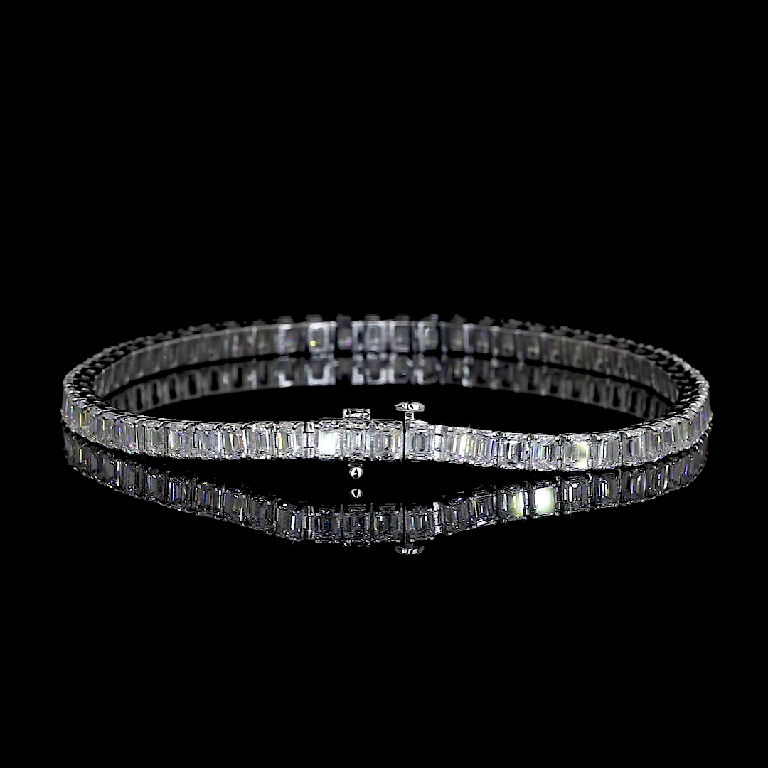 15.13 CTTW Emerald Lab Diamond Tennis Bracelet 7" 14k White Gold jewelry-spot-usa