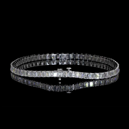15.13 CTTW Emerald Lab Diamond Tennis Bracelet 7" 14k White Gold jewelry-spot-usa