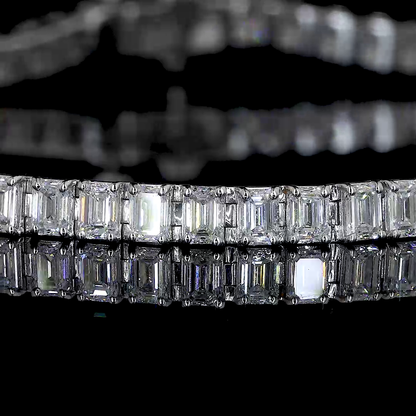15.13 CTTW Emerald Lab Diamond Tennis Bracelet 7" 14k White Gold jewelry-spot-usa