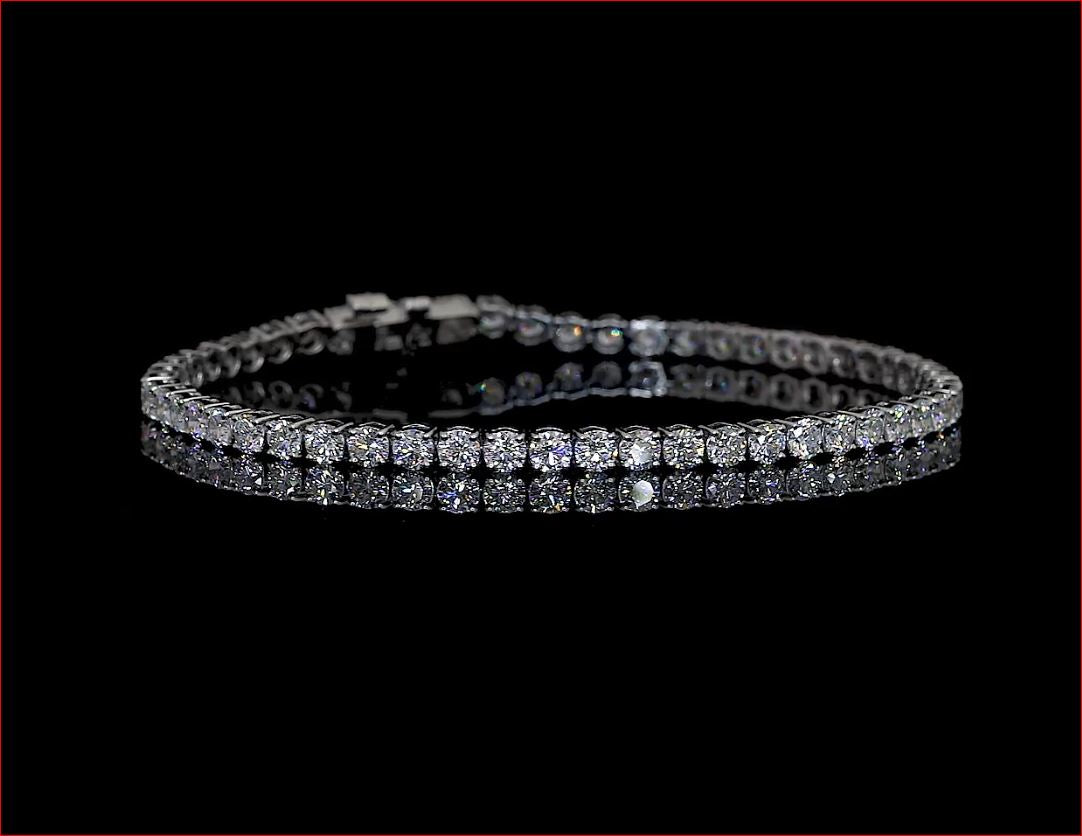6.35 CTTW Round Lab Grown Diamond Tennis Bracelet 7" (E Color and VS1 Clarity)