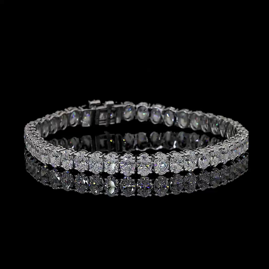 14.13 CTTW Oval Lab Diamond Tennis Bracelet 7" 14k White Gold F Color and VS2 Clarity jewelry-spot-usa