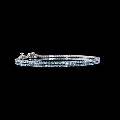 1.48 CTTW Round Lab Diamond Tennis Bracelet 6.5" 14k White Gold (Fancy Vivid Blue/Fancy Blue Color and VS1/VS2 Clarity)