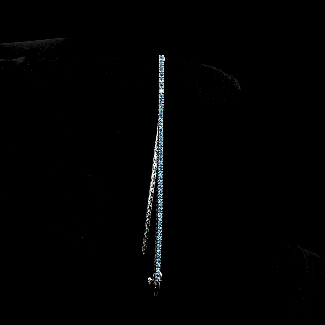 1.48 CTTW Round Lab Diamond Tennis Bracelet 6.5" 14k White Gold (Fancy Vivid Blue/Fancy Blue Color and VS1/VS2 Clarity)