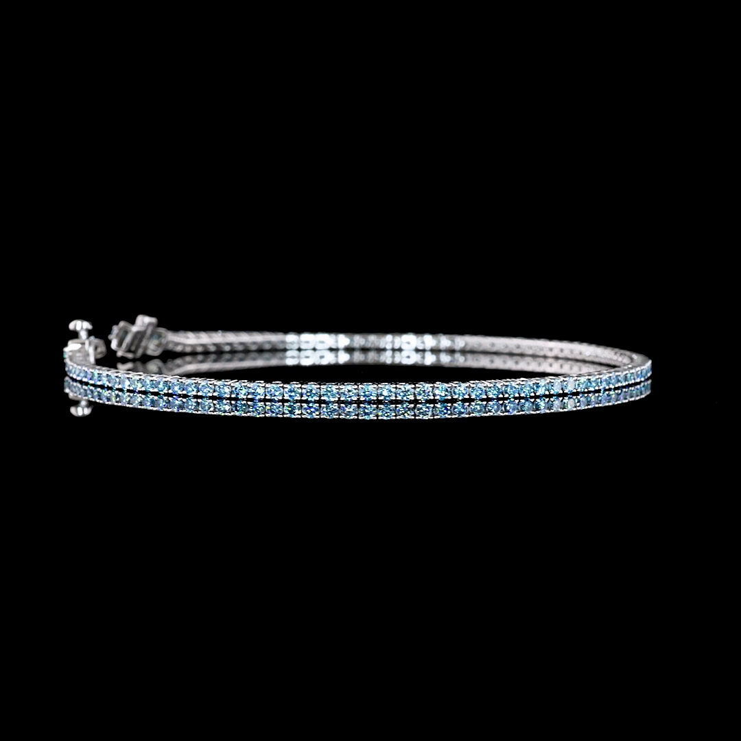 1.60 CTTW Round Lab Diamond Tennis Bracelet 7" 14k White Gold (Fancy Vivid Blue/Fancy Blue Color and VS2 Clarity)