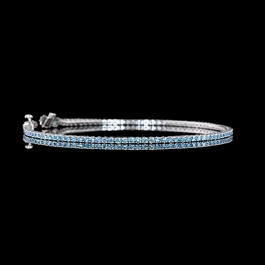 1.60 CTTW Round Lab Diamond Tennis Bracelet 7" 14k White Gold (Fancy Vivid Blue/Fancy Blue Color and VS2 Clarity)