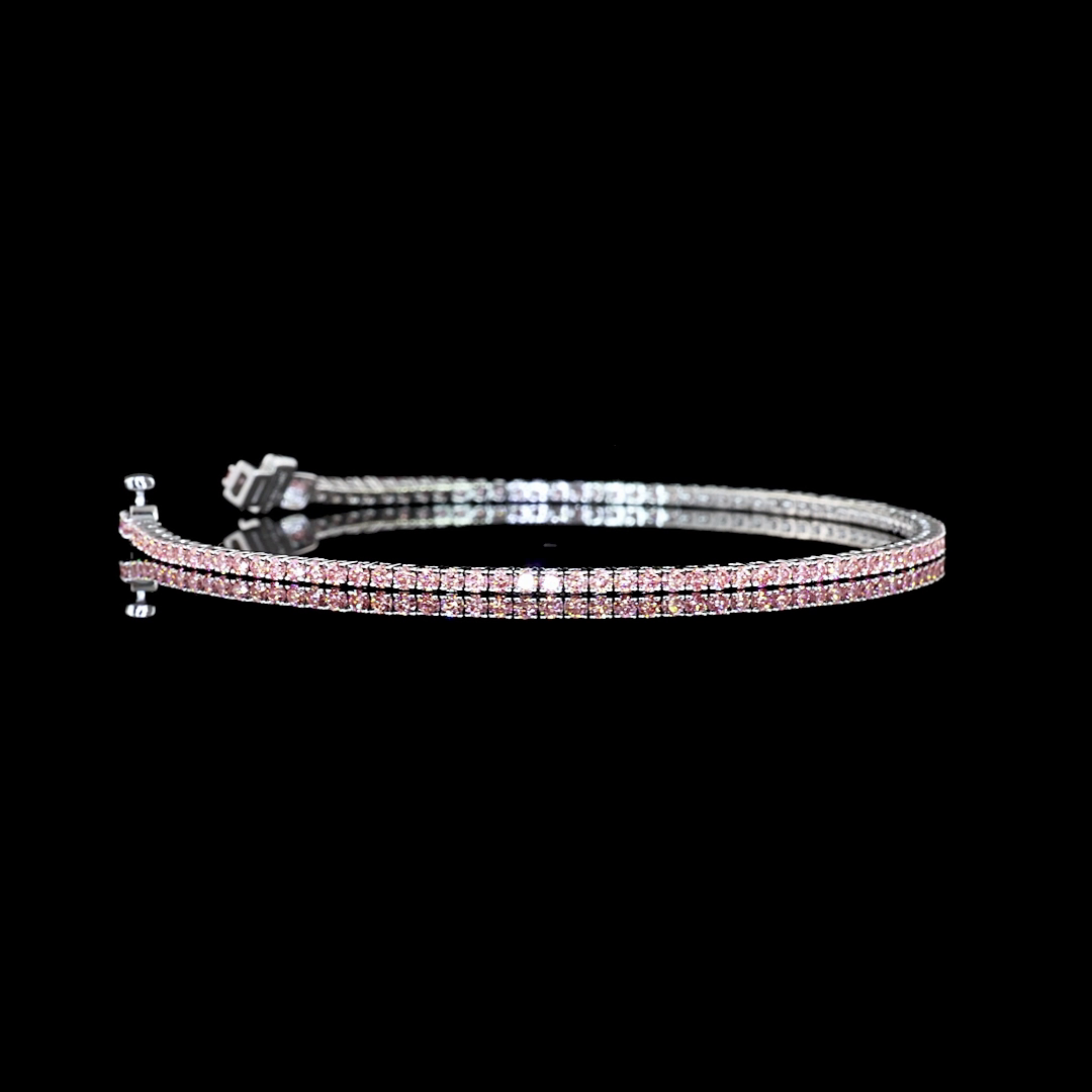 1.50 CTTW Round Lab Diamond Tennis Bracelet 6.5" 14k White Gold (Fancy Vivid Pink Color and VS2 Clarity)