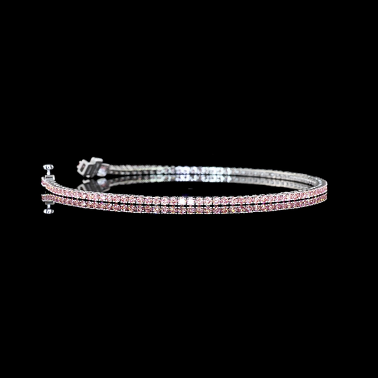 1.50 CTTW Round Lab Diamond Tennis Bracelet 6.5" 14k White Gold (Fancy Vivid Pink Color and VS2 Clarity)