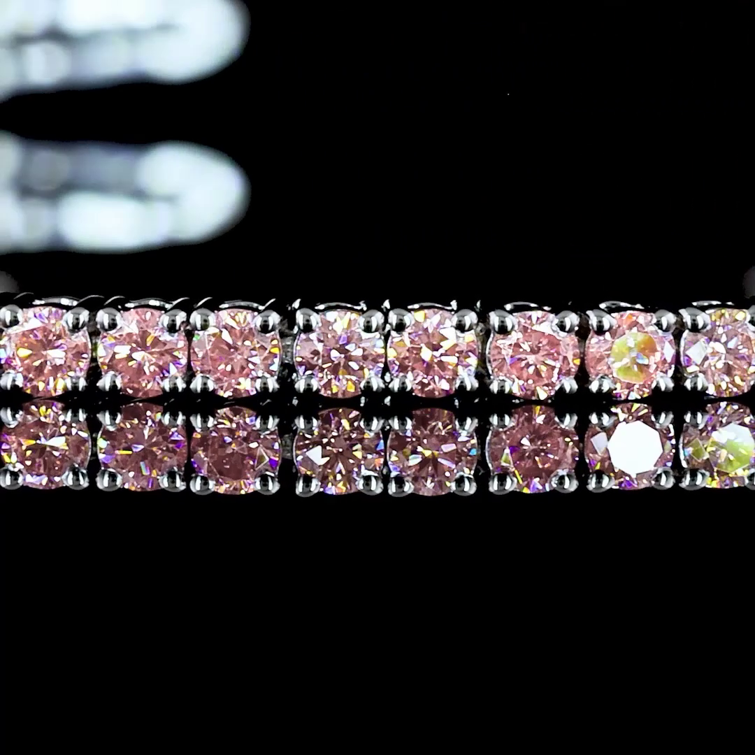 1.50 CTTW Round Lab Diamond Tennis Bracelet 6.5" 14k White Gold (Fancy Vivid Pink Color and VS2 Clarity)