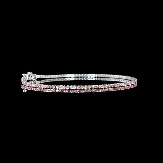1.61 CTTW Round Lab Diamond Tennis Bracelet 7" 14k White Gold (Fancy Vivid Pink/Fancy Pink Color and VS2 Clarity)