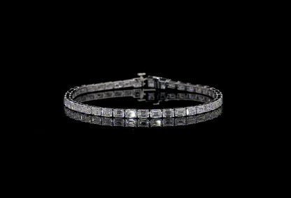 5.47 CTTW Emerald Lab Diamond Tennis Bracelet 7" 14k White Gold (F Color and VS2 Clarity)