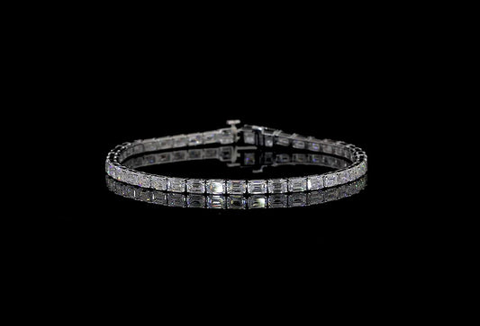 5.47 CTTW Emerald Lab Diamond Tennis Bracelet 7" 14k White Gold (F Color and VS2 Clarity)