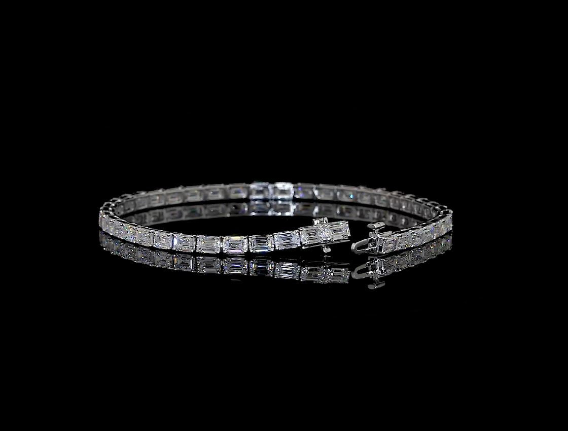 5.47 CTTW Emerald Lab Diamond Tennis Bracelet 7" 14k White Gold (F Color and VS2 Clarity)