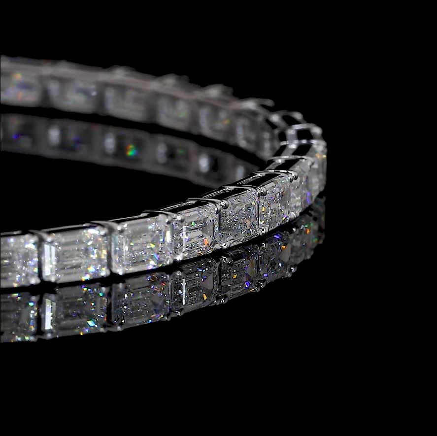 5.47 CTTW Emerald Lab Diamond Tennis Bracelet 7" 14k White Gold (F Color and VS2 Clarity)