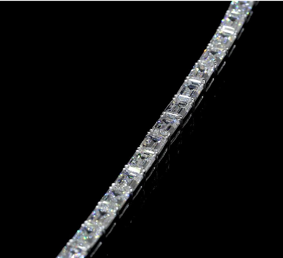 5.47 CTTW Emerald Lab Diamond Tennis Bracelet 7" 14k White Gold (F Color and VS2 Clarity)