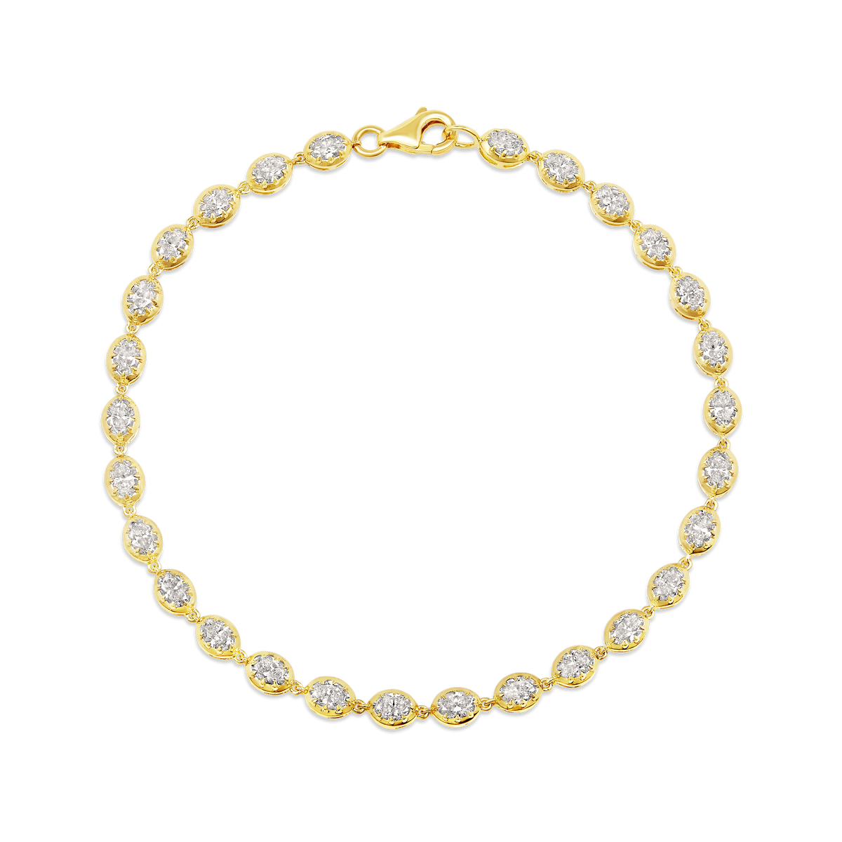 Diamond Oval Bezel Illusion Link Chain Bracelet