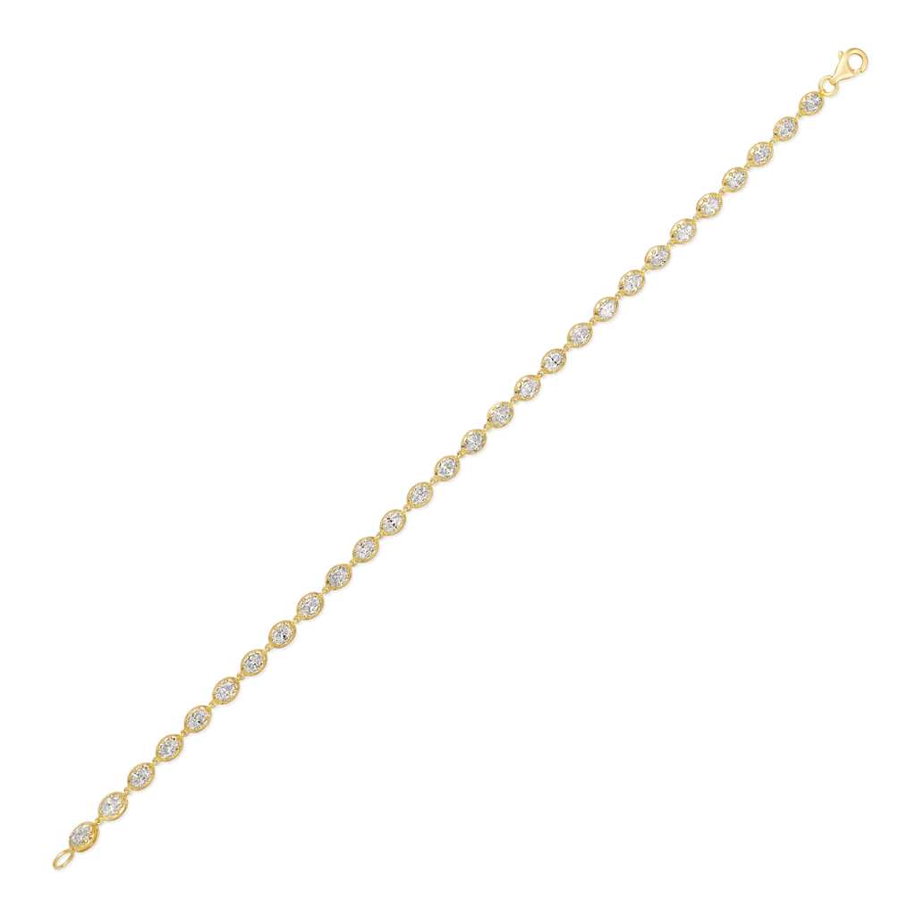 Diamond Oval Bezel Illusion Link Chain Bracelet