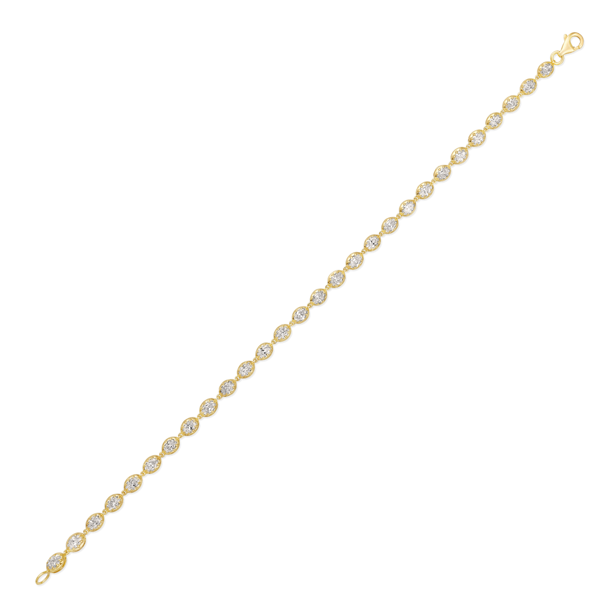 Diamond Oval Bezel Illusion Link Chain Bracelet